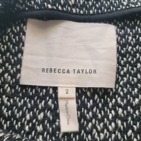 Rebecca Taylor Structured Tweed Blazer Black White Size 2 - Picture 4 of 8